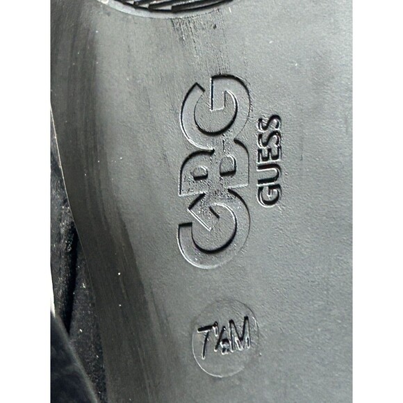 GBG GUESS Womens Size 7.5 Black Tall Stiletto Boots Pointed Toe Sexy Buckle - Picture 6 of 8